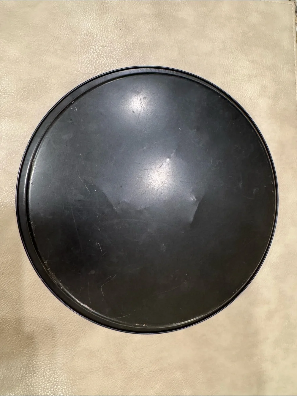 Vintage mid-century black and gold metal tray and coaster